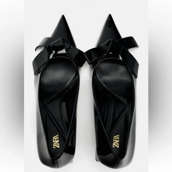 ZARA BLOCK HEEL BOW PUMPS - Picture 3 of 4